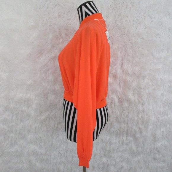 Umgee Orange Neon Long Sleeve Front Zip Top Size M - Picture 7 of 10